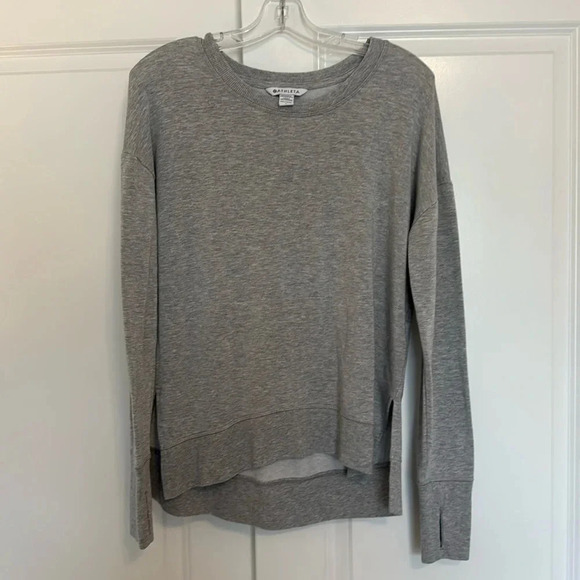 ATHLETA Coaster Luxe Sweatshirt Long Sleeve Pullover Heather Gray Size Small - Picture 2 of 12